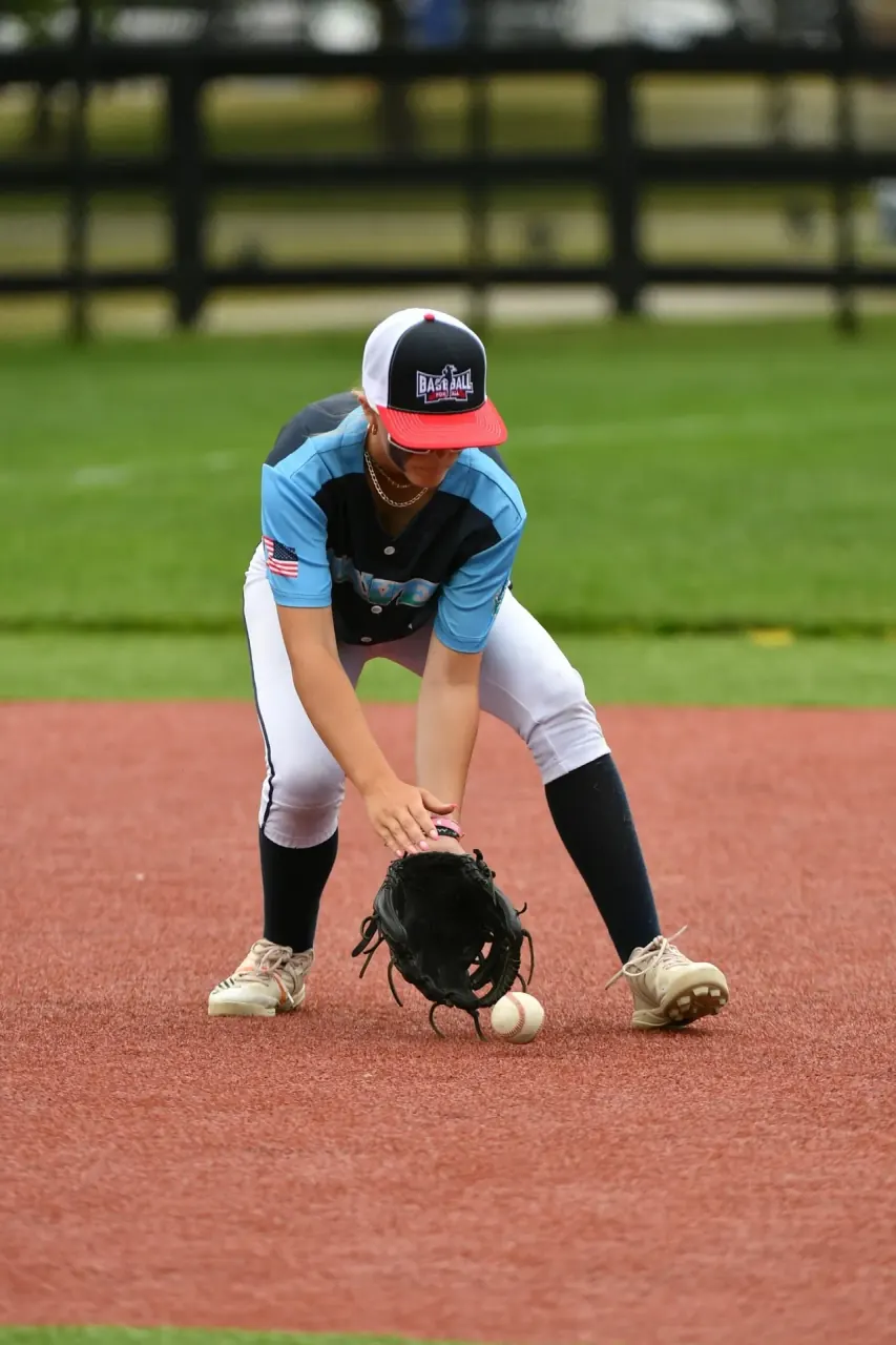 Finleigh Kane fielding at third for the California Waves