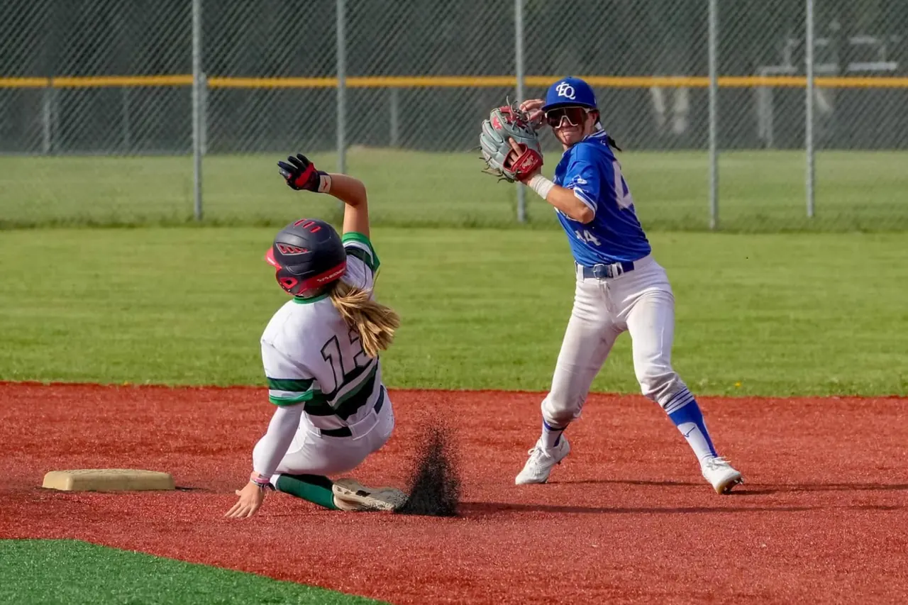 Finleigh Kane sliding into a base for Team Ontario