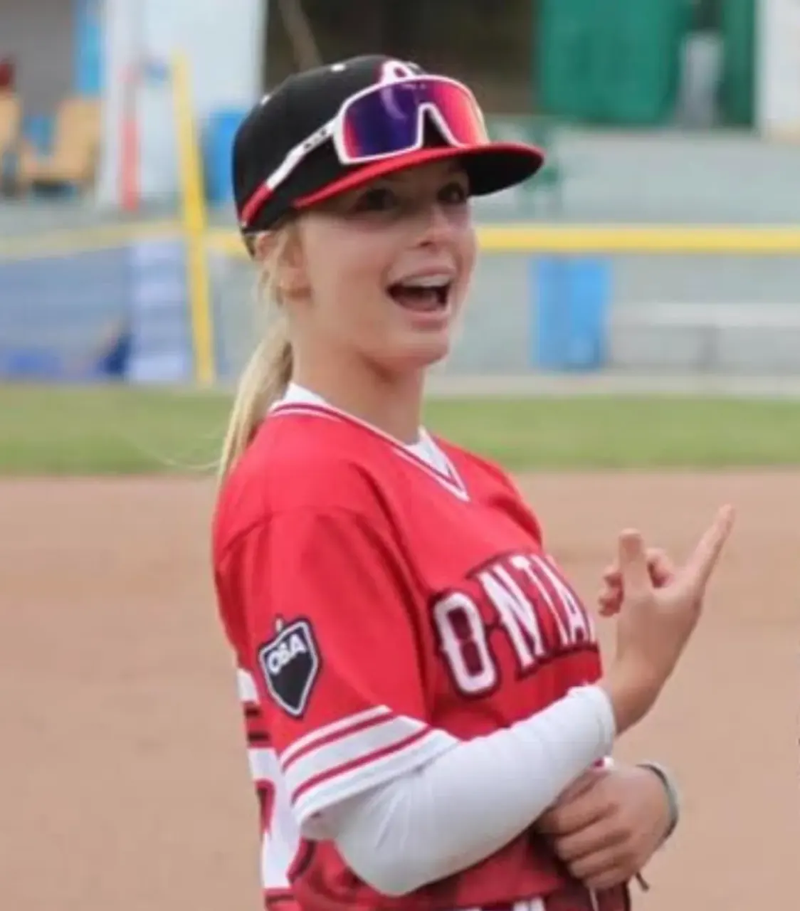 Finleigh Kane celebrating in her Team Ontario jersey